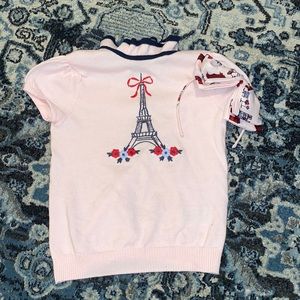 Janie and Jack pink Eiffle tower Sweater & headband